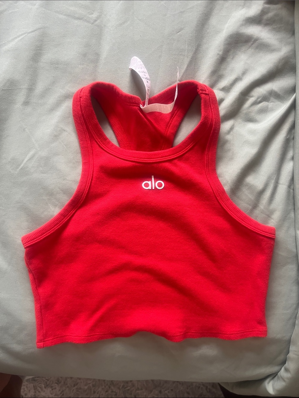 ALO Yoga Red Ribbed Racerback Crop Top